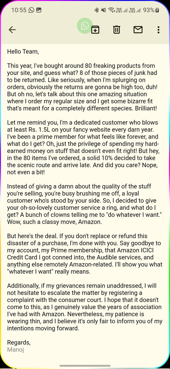 M_pothani's tweet photo. @amazonIN Unbelievable! Consider this a red flag. I slam the brakes on all paid services – Audible, Prime Video, Kindle. Can't get your act together? Well, brace yourself for a permanent farwell. You're replaceable! 😡👊
#AmazonIsReplaceable
#ManyFishInTheSe #ChoicesBeyondAmazon https://t.co/8JNqcRyHfk