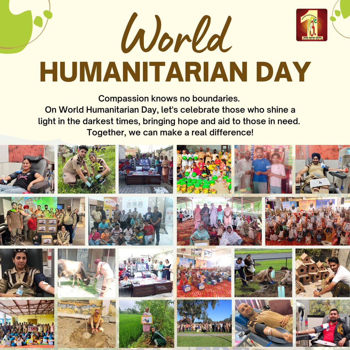 Dera Sacha Sauda (@dssnewsupdates) on Twitter photo Inspired by the teachings of Saint Dr. <a href="/Gurmeetramrahim/">Dr.GURMEET RAM RAHIM</a> Singh Ji Insan, #DeraSachaSauda volunteers represent as the living embodiment of empathy and kindness. Their tireless efforts speak volumes about their dedication towards a greater cause. On this #WorldHumanitarianDay, kudos Inspired by the teachings of Saint Dr. <a href="/Gurmeetramrahim/">Dr.GURMEET RAM RAHIM</a> Singh Ji Insan, #DeraSachaSauda volunteers represent as the living embodiment of empathy and kindness. Their tireless efforts speak volumes about their dedication towards a greater cause. On this #WorldHumanitarianDay, kudos