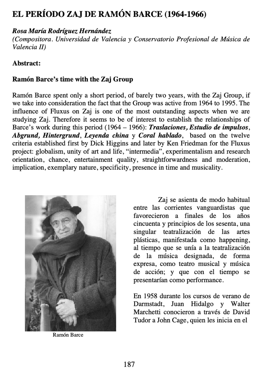 RosaRrh's tweet photo. Artículo "El periodo Zaj de Ramón Barce (1964-1966)", en Papeles del Festival de Música Española de Cádiz, nº3, 2007-2008, pp. 187-197. Consejería de Cultura, Junta de Andalucía. https://t.co/sX0BT1fM4P https://t.co/fgd4xdJ0S8