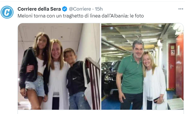 BMbriana's tweet photo. Ma che brava la nostra premier che prende un traghetto di linea dall'Albania!

e pensare che in pochi mesi aveva utilizzato i voli di Stato più di tutti i suoi predecessori portandosi dietro una corte di 27 persone
poi, da marzo, i dati sono stati secretati😉
#perculare https://t.co/WTxaGxussL