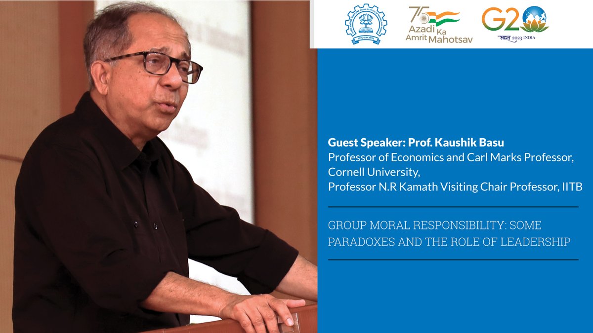 Prof. N.R. Kamath Distinguished Institute Lecture series welcomed eminent economist Prof. Kaushik Basu. He explored 'Group Moral Responsibility: Paradoxes & Leadership' - a thought-provoking talk on significance of collective action. Watch: rb.gy/wsljr