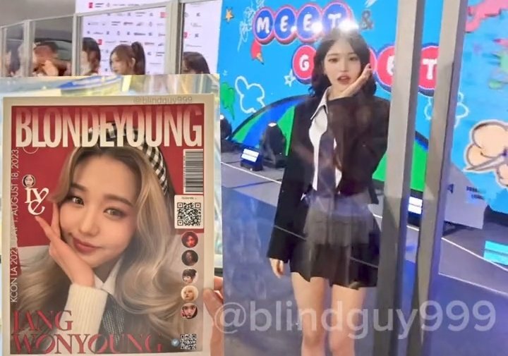 ivepics_'s tweet photo. op showed wonyoung a BLONDENYOUNG edit and this was her reaction 😭😭 she's so real https://t.co/bLVagu3oK2