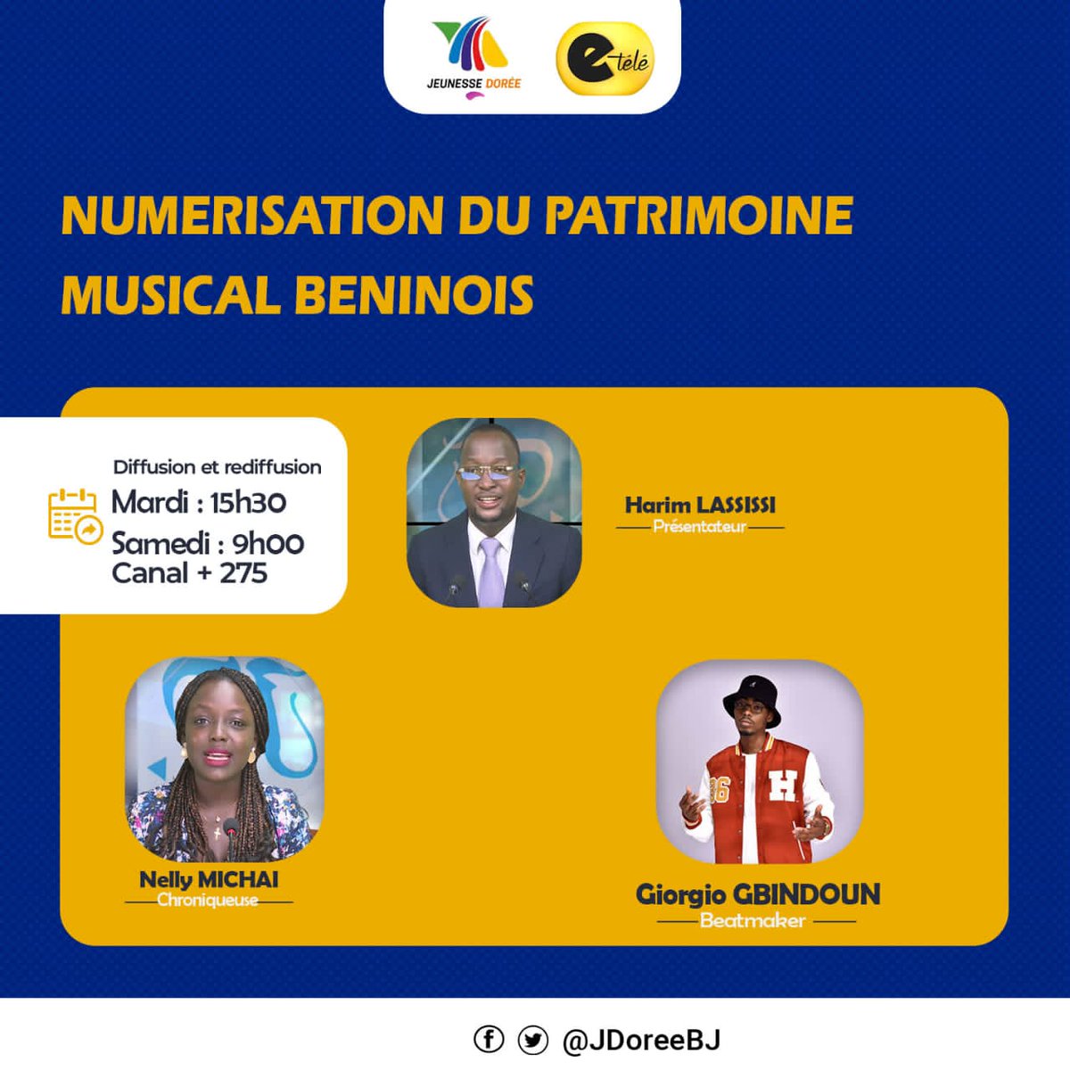 Suivez la rediffusion de votre émission préférée, ce matin à partir de 09h00 sur <a href="/etelelive/">E-Télé Bénin</a> 

#JDoreeBJ #EmissionTV #innovation #litterature #jeunesse #technologie #wasexo