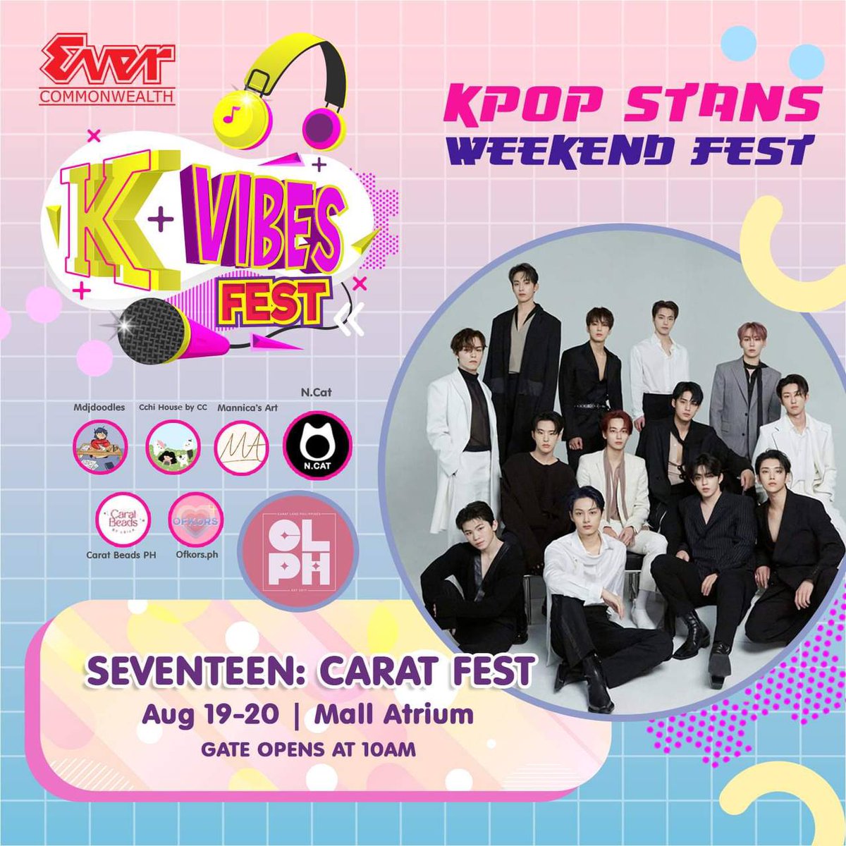 CaratLandPH's tweet photo. 🛍️ OFFICIAL MERCHANTS 🛍️
Check out these CARAT-owned shops when you drop by the #KVibesFestAtEVER 'SEVENTEEN : CARAT Fest' at #EVERCommonwealth Mall Activity Center this weekend! 👛
Just a little heads up that some of them are with us for 1 day only. (1/2) https://t.co/rqbzaGbsVN