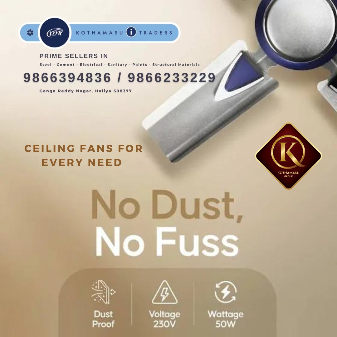 Kothamasuitrade's tweet image. #ceilingfan for #home #office #vidya @havellsindia #available with @Kothamasuitrade #Prime #sellers in #steel #cement #electrical #sanitary #paints #structural #material one stop #shopping for all #construction #materials #likes #insta #viral #india #likes  #trending  #homedecor