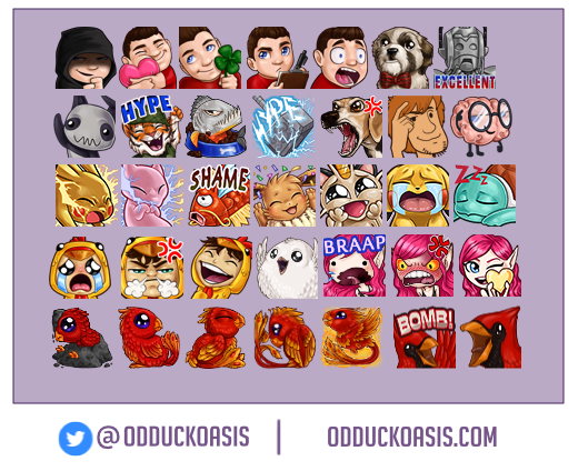 odduckoasis's tweet photo. Should I make new emote examples, something new and fresh?  (For Twitch)
I feel like all my stuff is 'old hat' as it were and wouldn't sell anymore... but I need to get commissions going... kinda needin the moolah. lol.
Thoughts? https://t.co/pjmQQzXlUN