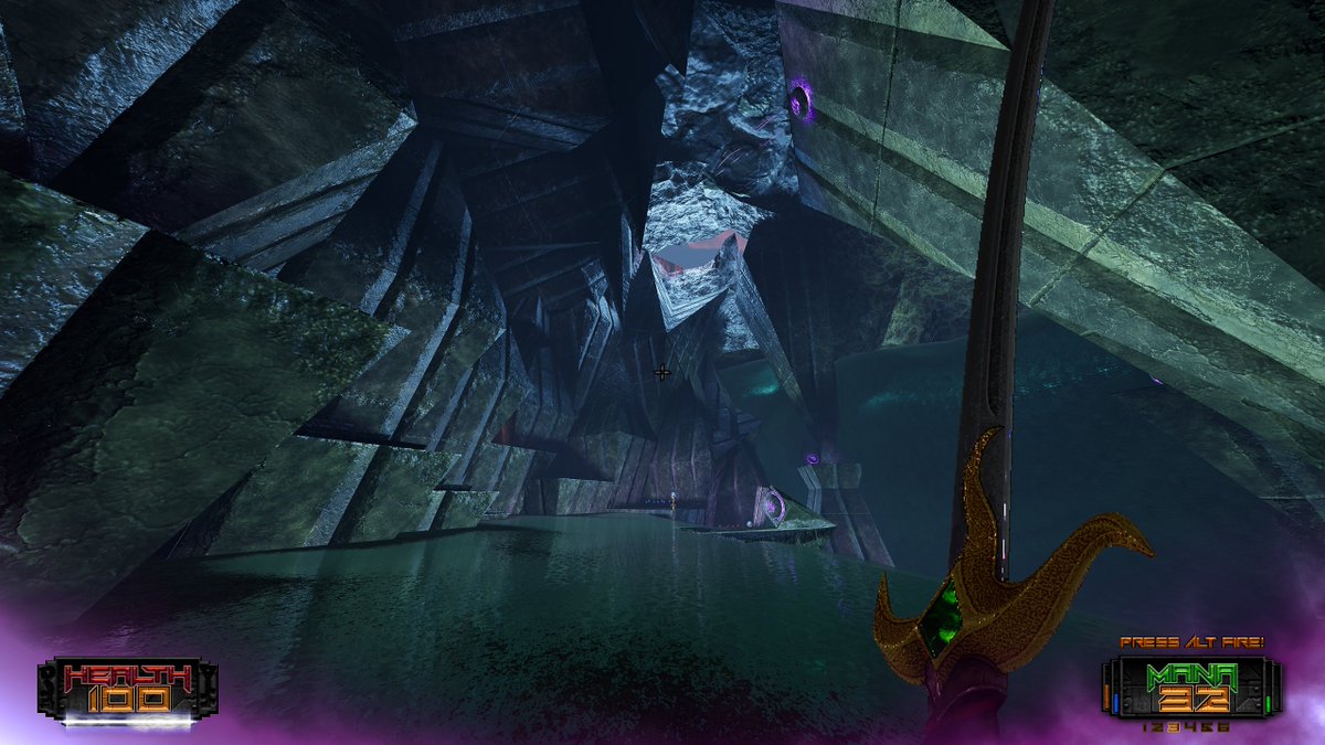 xCarpenedo's tweet image. É o Heretic/HeXen de nossos tempos, não tem jeito. Tá lindíssima essa expansão. #AmidEvil #TheBlackLabyrinth #PCMR