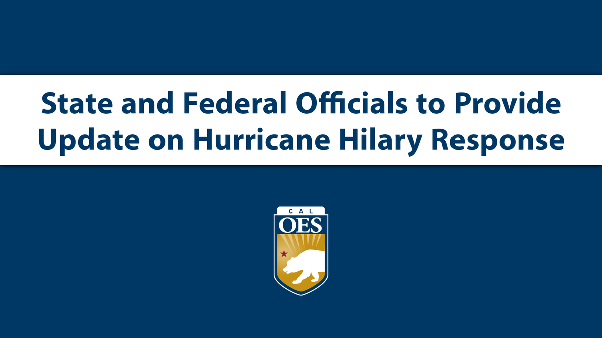 State officials will hold a media briefing Saturday, August 19 at noon PST to provide an update on California's early, proactive efforts to protect communities from #HurricaneHilary. 

Tune in here: youtube.com/@caloes