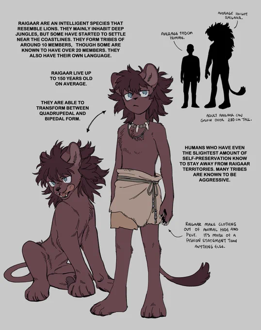 Been making a whole powerpoint presentation about a fictional species of mine for like the last 2 weeks

both just because i felt like it but also in case other people would be interested in making their own raigaar oc :) so i laid out a little sandbox for yous to play with🦁 1/3 