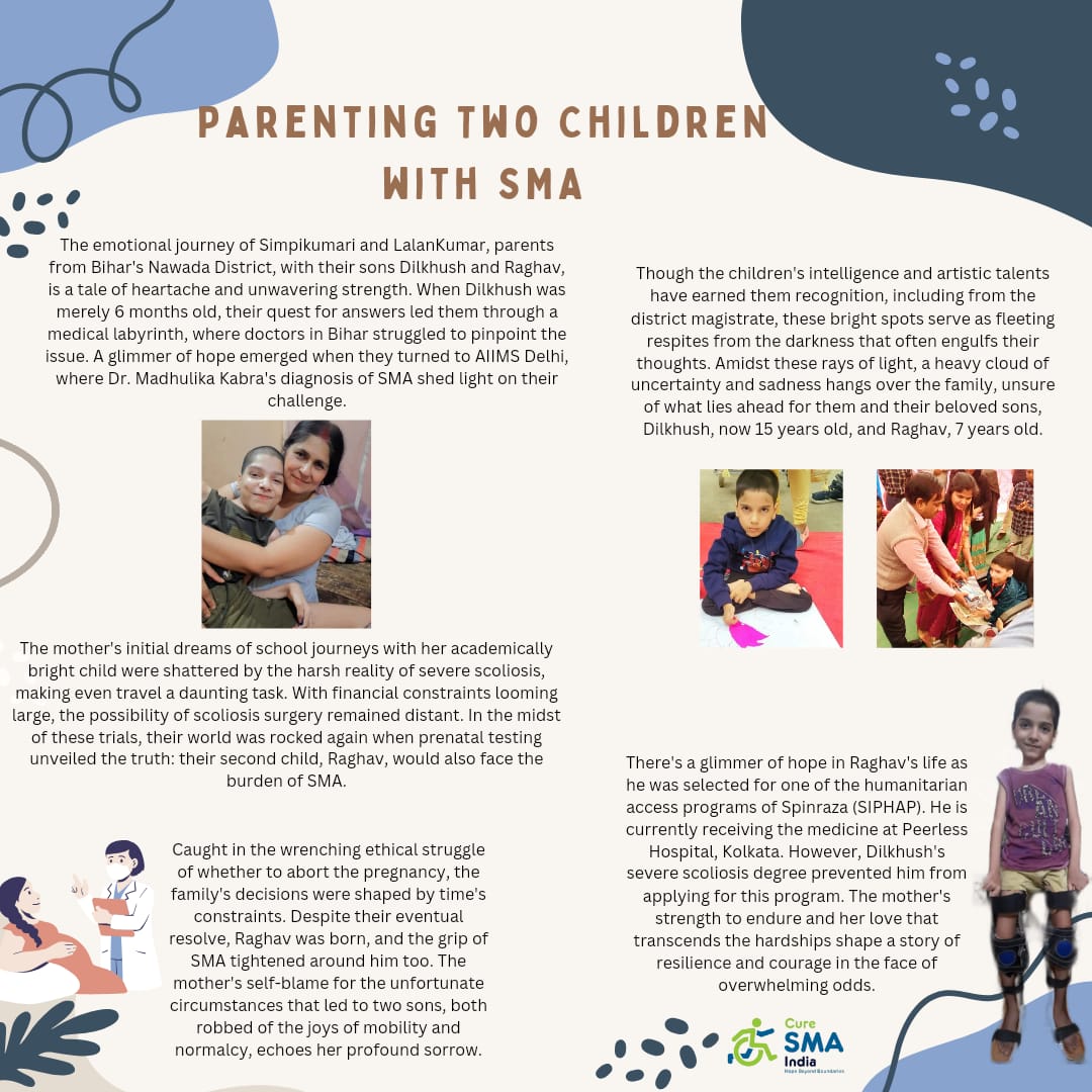 curesmaindia's tweet photo. #SMAJourney:  Meet Dilkhush & Raghav, #SMAwarrior brothers from Bihar. Their story is one of unyielding resilience. When scoliosis dimmed dreams, prenatal testing revealed SMA fate for Raghav. Amidst self-blame, the mother's strength shines. Raghav's #Spinraza access through SIPHAP at @peerless_info brings hope, while Dilkhush's scoliosis restricts. Their story echoes unwavering love amidst helplessness!
@biogen
#BattleAgainstSMA
 #StrengthInAdversity #HopePrevails