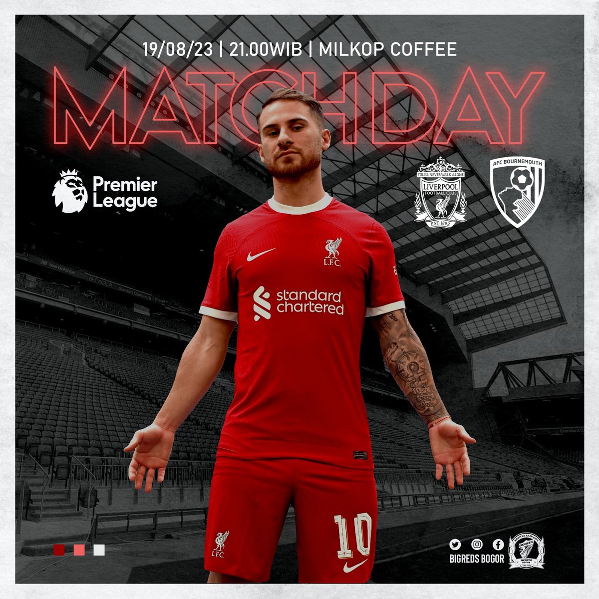 Punten X mau ngeshare pernobaran minggu ini. 
Liverpool vs Bournemouth
Sabtu, 19 Agustus 2023
At Milkop Coffe, Pandu Raya Bogor
21.00 WIB
Let's go barudak kita nobarin