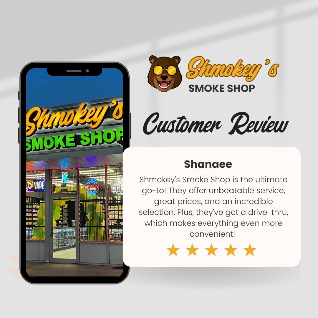 ShmokeyShop's tweet photo. 🌟 Our hearts light up when we read reviews like this! Thanks for making our day with your kind words. We're beyond grateful to have you as part of our #ShmokeysFam. #ShmokeySmokeShop #StayShmokey #Dallas #Lewisville #TX https://t.co/VKjZ0py48x