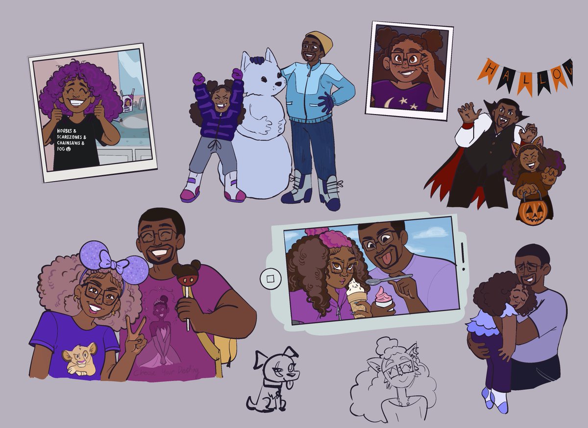 deen and her dad (i forgot about these drawings for like 2 months)