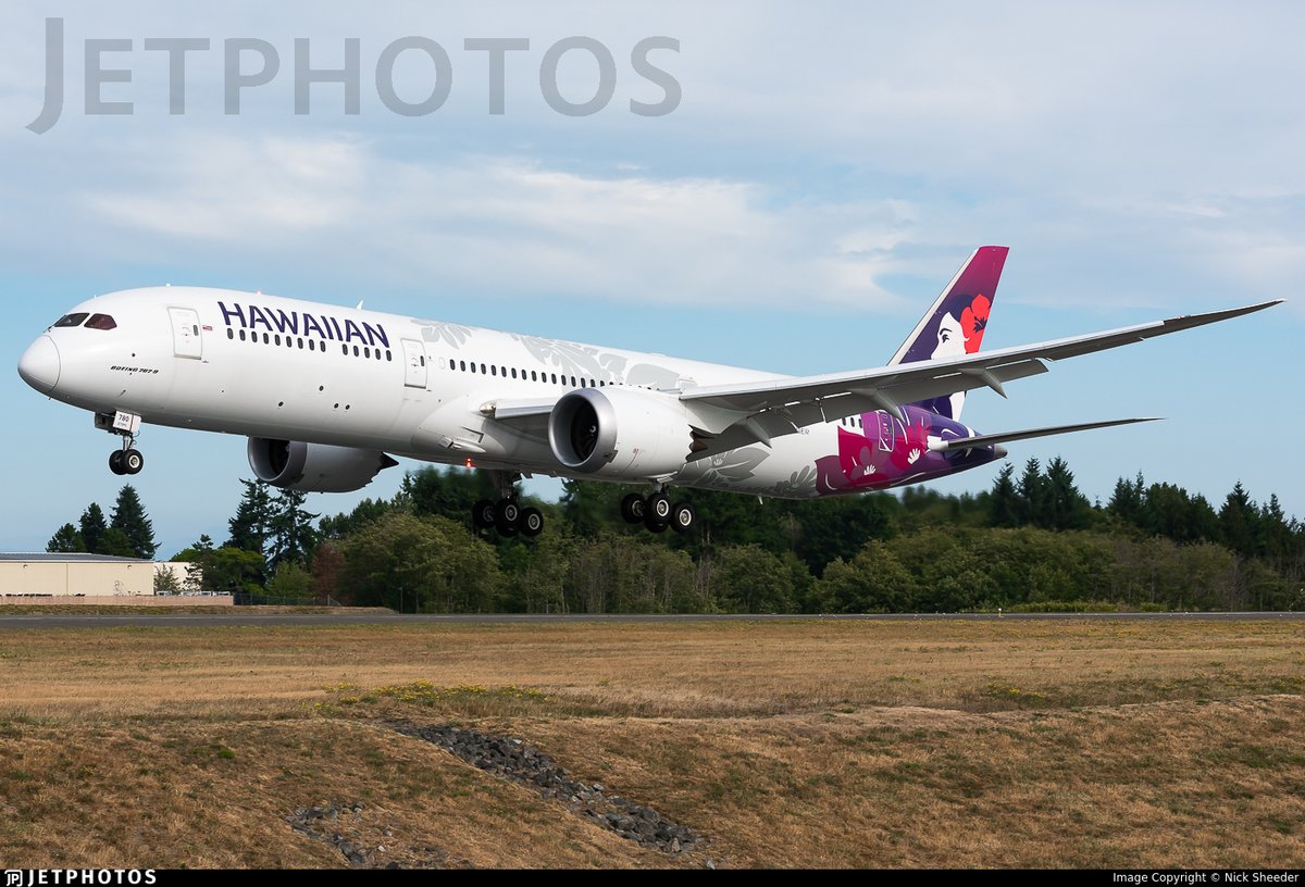 Hawaiian Airlines’ first 787 returning to Paine Field after storage in San Antonio. jetphotos.com/photo/11045295 © Nick Sheeder