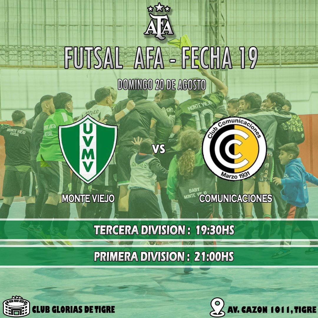 #FutsalAFA ¡A dejar todo!

El Verde recibirá <a href="/futsal/">futsal</a>.comu por la fecha 19 del torneo anual de AFA. Partido importante para nuestro equipo que busca recomponerse . Los esperamos! 

#VamosQueVamos #UVMV2023