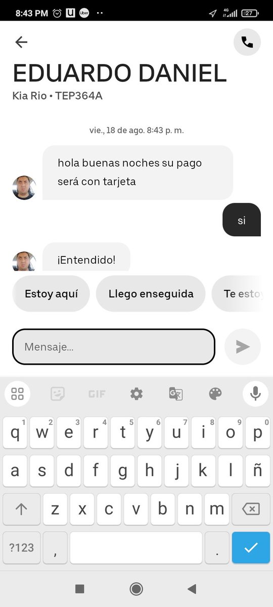 Karacasp's tweet photo. @Uber_MEX @Uber  que mal que los conductores sigan teniendo esta conducta. Preguntar y después cancelar si es con tarjeta .  A veces dan ganas de decirles, Si y la final sorprenderlos con un Ja! Te engañe! https://t.co/CDEhMhPOxF