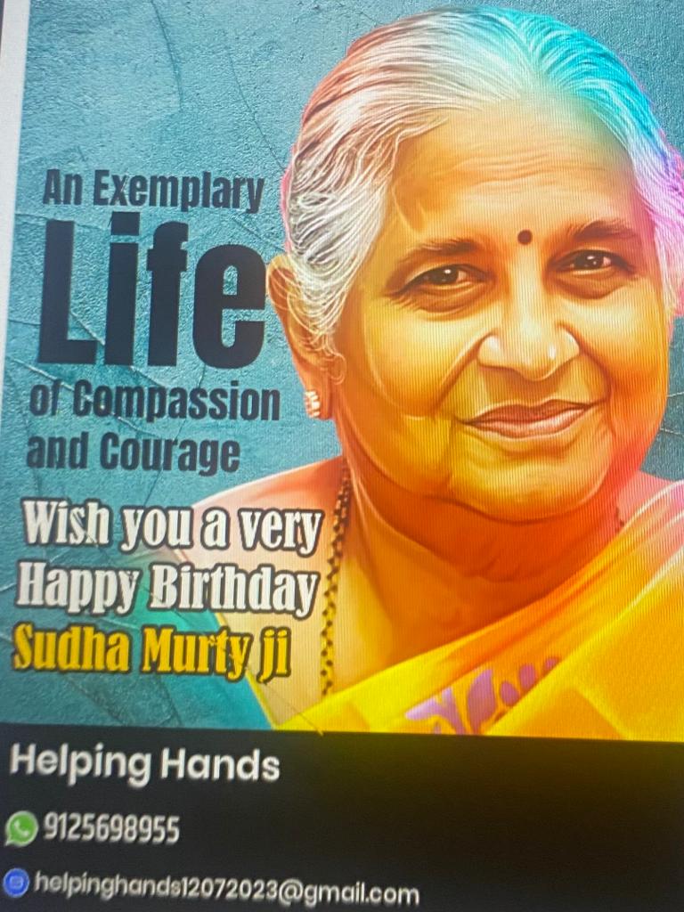 HelpingHands023's tweet photo. Happy Birthday
#19aug #19august #19august2023
#happybirthday #SudhaMurtyJi @infosysfoundation @sudhamurty @HelpingHands023 https://t.co/39eB1p2PjQ