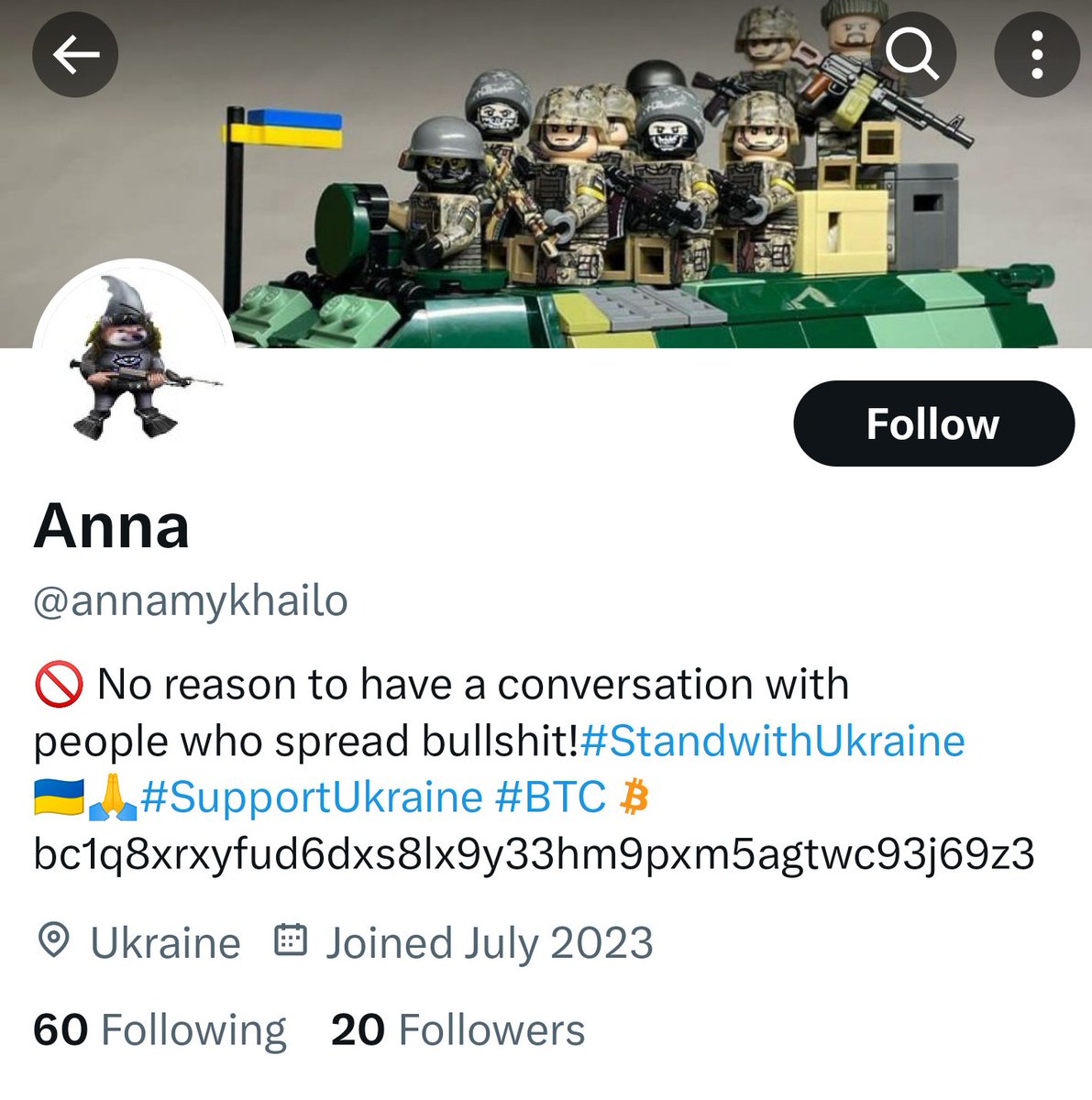 CynlandNS's tweet image. 🛑 Scam Alert! Fake Fella who is pretending to be a Ukrainian soldier and asks for money in dm's. Also a part-time crypto bro 🙄#warscam
Don't give $ to anyone who asks for it in dm's!