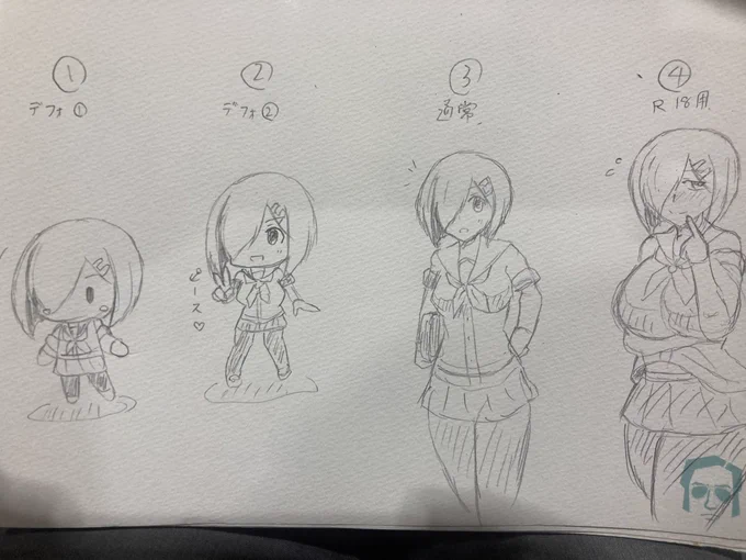 浜風で頭身の描き分けをしてみました。 