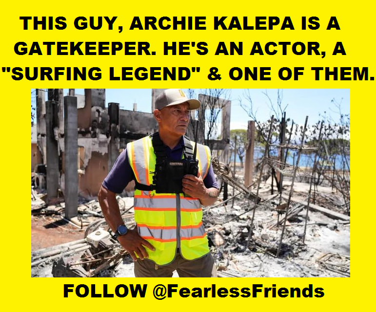 FearlessFriends's tweet photo. ARCHIE KALEPA: GATEKEEPER👇
At the Native Hawaiian Leaders press conference, #ArchieKalepa was the only guy saying "Sale Plan."
Said it twice.👇
He's an actor, "surfing legend" & public safety expert.
He's all over #MSM #MockingbirdMedia; esp. #CNN.
#MauiFires #Lahaina👇 https://t.co/h34c1DYQlw