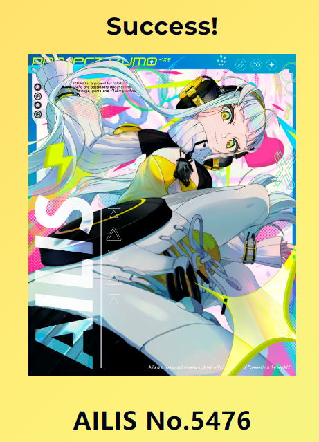 I just claimed "AILIS " No.5476 by <a href="/IZUMOofficial/">IZUMO</a> #SAIbyIZUMO x.com/izumoofficial/…