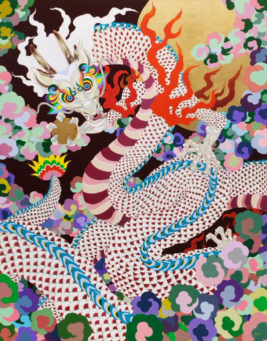 画家になってから龍の絵をよく描くのだけれど、ワタシにとっての龍は長崎くんちの龍踊りの龍だと思う。 柴田亜美#art #アクリル画 