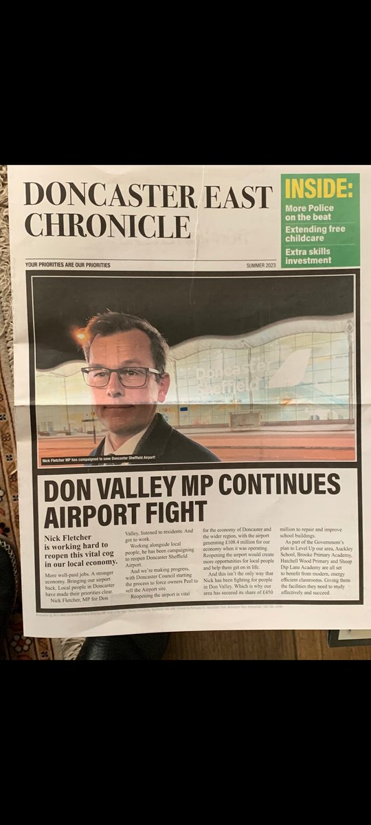 We just want to clarify that this @NickFletcherMP 'newspaper' which is being delivered to homes in Doncaster is absolutely nothing to do with the @DonnyFreePress. Seems to be part of a nationwide Tory HQ plan to hoodwink the public doncasterfreepress.co.uk/news/politics/…