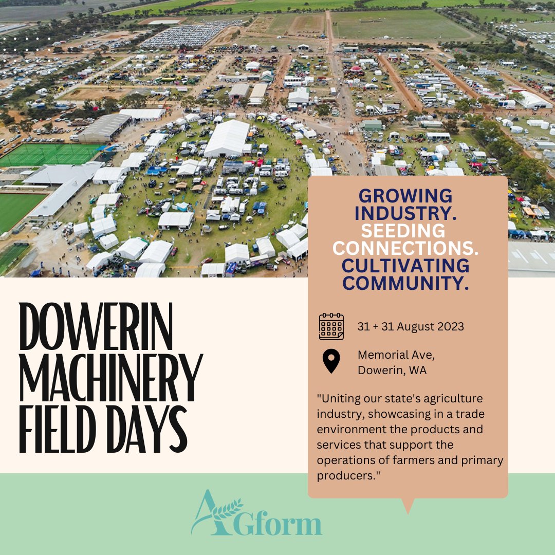 Everyone's favourite Wheatbelt field day is on again this year. See you in Dowerin! 

PS: AGform hats at the EJG Creative stand in the All Flags Lifestyle Pavillion!