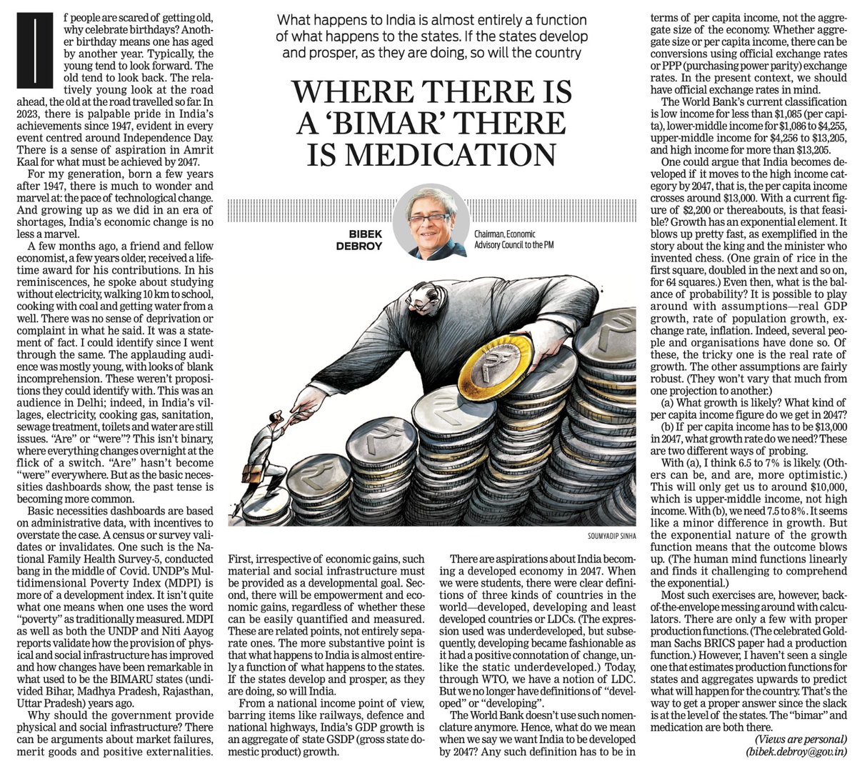 bibekdebroy's tweet photo. Today's New Indian Express and Morning Standard. https://t.co/IHRwiXUqGG