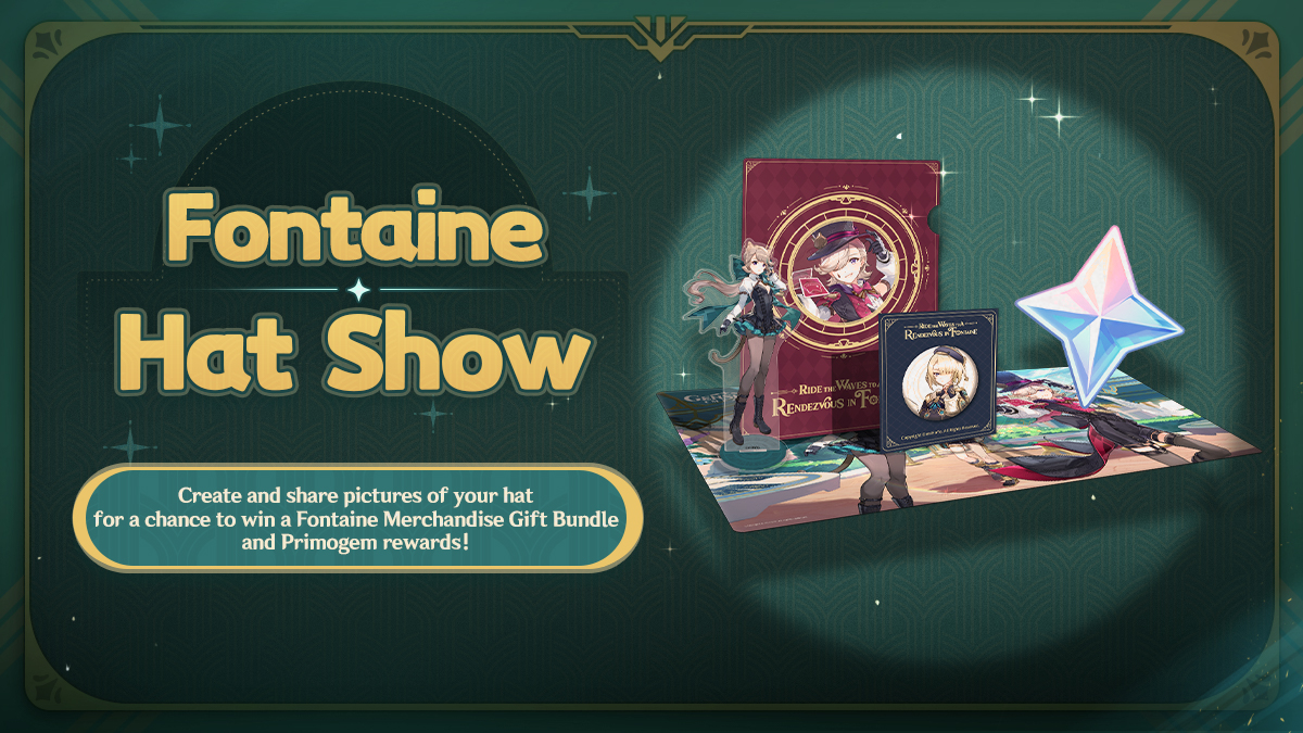 GenshinImpact's tweet photo. Fontaine Hat Show

Your votes have been cast, and the winner is... #FontaineBlubberbeastHat! Come make your hat so you can put it on before setting off on your adventure in Fontaine!

Click to Download HD Hat Image: https://t.co/CtZm1xcBai

#GenshinImpactFontaine #GenshinImpact https://t.co/wJm5Eorq4i