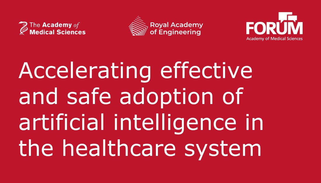 #AI-based healthcare tech has great potential to transform the healthcare system, but there are barriers to its adoption and scale up, and risks to be managed. Read the new report following our FORUM workshop with @acmedsci: raeng.org.uk/news/lessons-f…