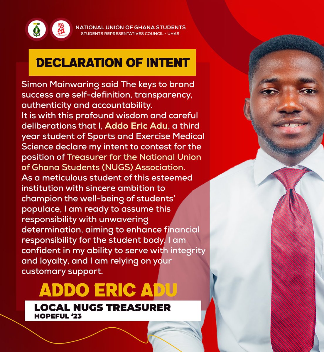 NegusNagasty8's tweet image. Join the team for a better future!  Together, we can build a UHAS community governed by accountability and transparency. Your effort will make an impact.  *#ERIC ADDO FOR LNUGS TREASURER* *#INTERGRITY WITH FINANCIAL ACCOUNTABILITY*  *#SERVING THE GRASSROOTS* ✊🔥🔥🔥