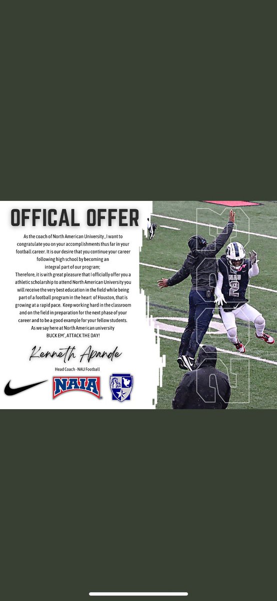 JadenHubble1's tweet photo. After a great conversation with @quintonedney ,I’m excited to announce I’ve received my first Official Offer from North American University ‼️
@BrentBkornegay @AthleticsOgisd https://t.co/PJZT0SKfAB