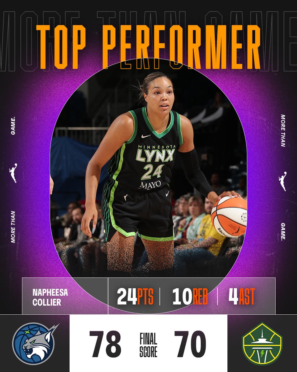 Phee did what Phee does 😮‍💨

<a href="/PHEEsespieces/">napheesa collier</a> with a COMPLETE double-double performance to lead the @MinnesotaLynx over the Storm!