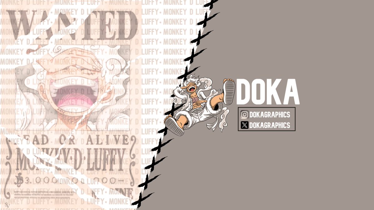 Finished my youtube banner for luffy gear 5
.
.
.
.
.
#DOKA #GraphicDesign #graphicdesigners #ONEPIECE #LuffyGear5 #gear5 #gear5luffy #Wanted 
#graphicdesignismypassion #youtubebanners #custombanner #1of1