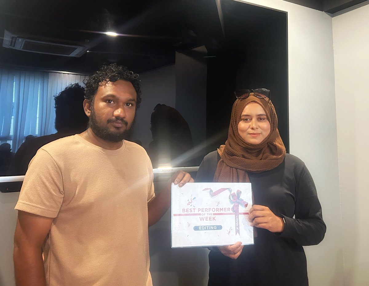 Raajje_tvPR's tweet image. Best performer of the week 
#CreativeDepartment - Mohamed Sinah  | @Raajje_tv