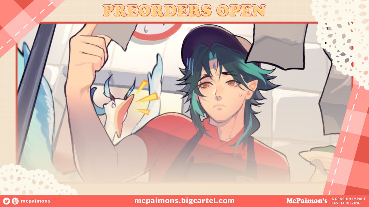 My preview for <a href="/mcpaimons/">McPaimon's | POs Closed!</a> !! POs close soon!! Grab a copy to see my entire experience working in minimum wage F&amp;B  service encapsulated in my Xiao piece! Even our uniforms were similar… 

Get your copy NOOWWW @ mcpaimons.bigcartel.com