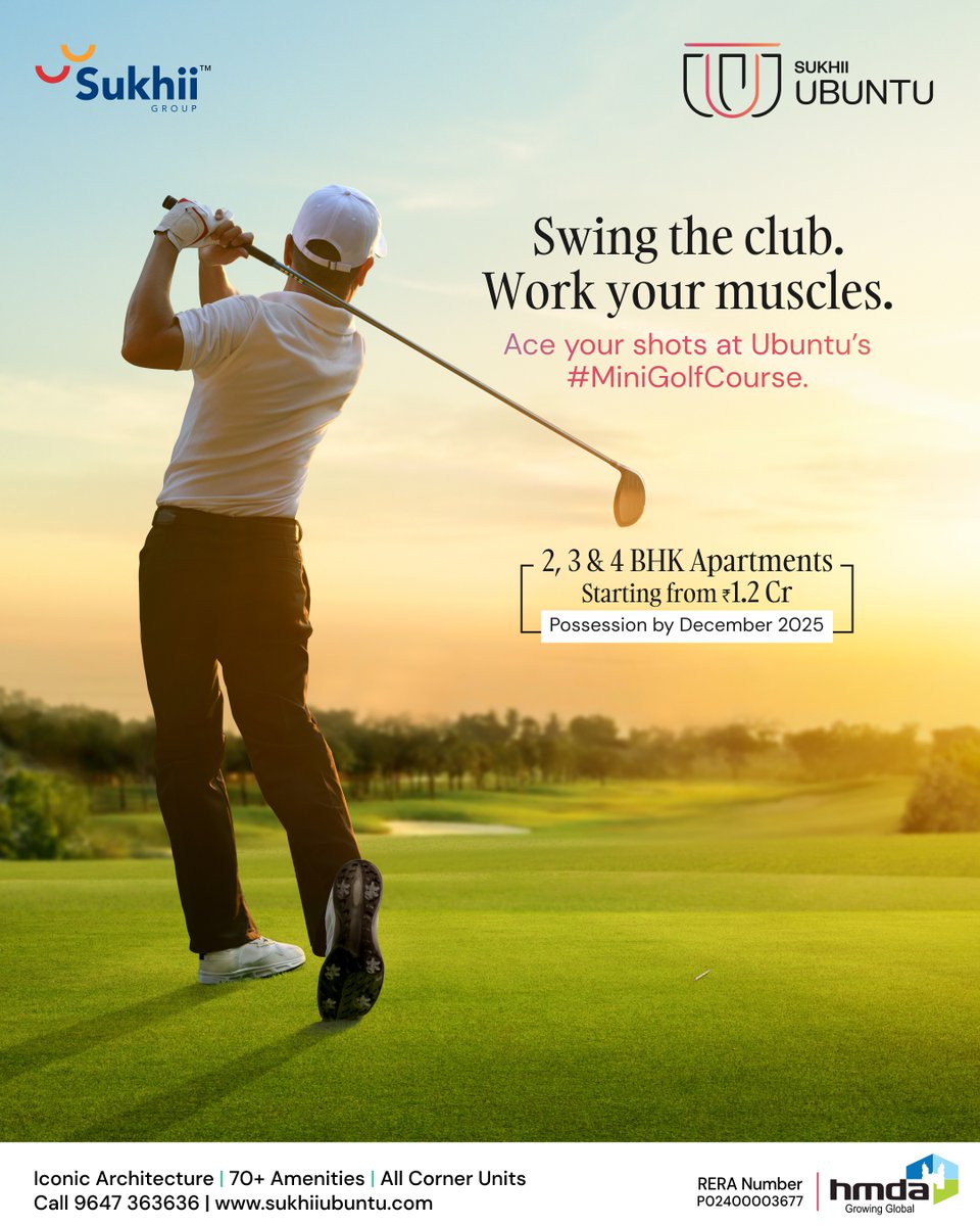 sukhiigroup's tweet photo. Do you love Golf? Or would you love to try out golf? Ubuntu’s mini golf course is the perfect place to try your shots.
Contact us at 9647 363636 now or DM us for a callback.
#SukhiiGroup #Ubuntu #RealEstate #Home #GatedCommunity #MiniGolfCourse https://t.co/846KcnL9wm