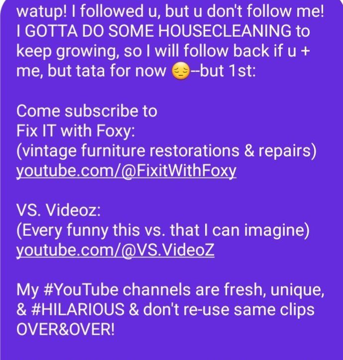 FixitWithFoxy's tweet photo. Hi kids! Wishing u CHEERS to the CHANDELIERS!  I followed u but if u do not follow back, I will unfollow within 1 week.

SO PLEASE follow ur good friend Foxy!
&amp; like&amp;subscribe my #YouTube channel- 

VS. VIDEOZ: https://t.co/nBjJQIDMaC

I also #rt ANY post with #rtfoxy ! Cheers!! https://t.co/g3nypQnIby