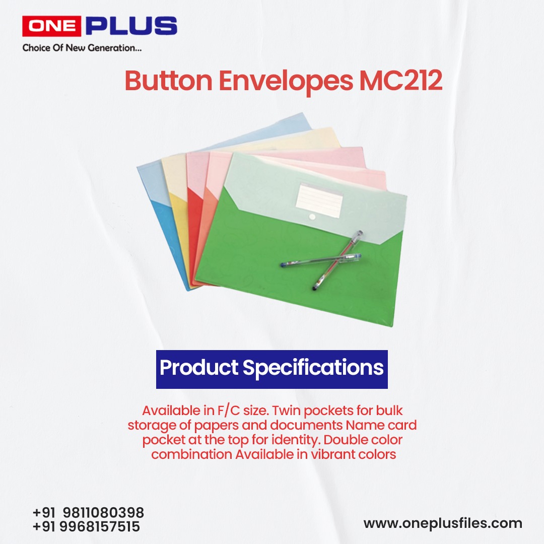 oneplusfile's tweet image. Seal the deal with style 💌✨ Introducing our Button Envelopes MC212 – where elegance meets everyday correspondence.

For more information visit us:-
Call us: 9811080398 / 9968157515
Visit us: oneplusfiles.com

#buttonenvelopes #mc212 #stationery #officesupplies