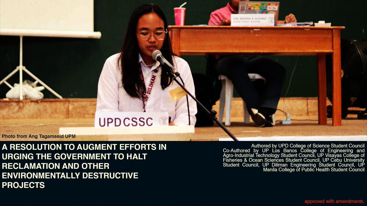upcssc's tweet image. #GASC55 | The CSSC, along with many other student  councils, brings forward the calls to halt reclamation and other environmentally destructive projects, and strengthening system-wide efforts in campaigns against power privatization.