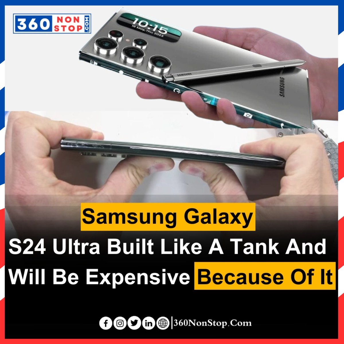 Samsung Galaxy S24 Ultra Built Like A Tank And Will Be Expensive Because Of It.
#SamsungS24Ultra #BuiltLikeATank #PremiumQuality #HighEnd #FlagshipPhone #Durability #ExpensiveButWorthIt #CuttingEdgeTechnology #PowerfulPerformance #LuxuryDevice #360nonstop
