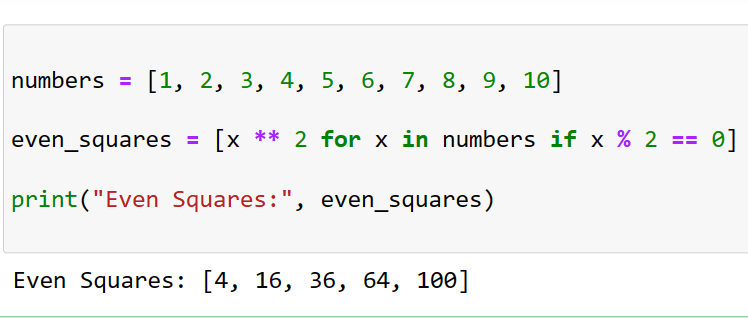Kingkhan2343's tweet image. 🔮✨ Unveiling Python's List Comprehension Magic! 🐍🎩
# Embrace the enchanting power of Python's list comprehension! 🌟🔥 #PythonTricks #ConditionalMagic
Embark on a journey of code alchemy and mastery! 🚀🎩 #ListComprehension #PythonWizardry
