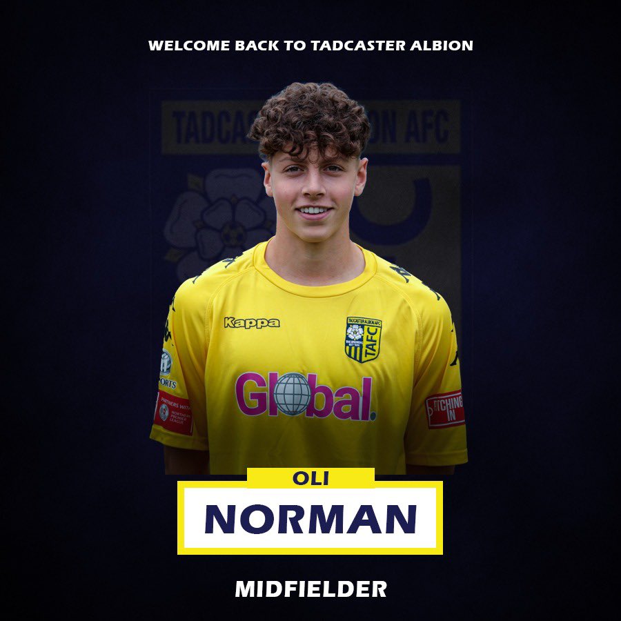 TadcasterAlbion's tweet photo. ✍️ | We are pleased to announce that @OliNorman3 has rejoined the club.

The winger goes straight into the squad for today’s FA Cup tie.

Welcome back Oli! 🤝

#ATAW 💛 https://t.co/s4X1x437q1
