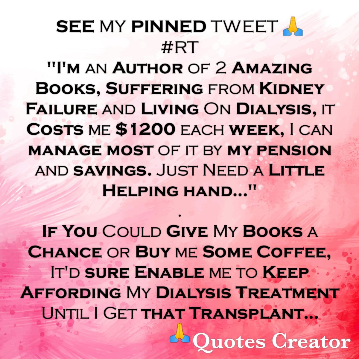 HELP
Buymeacoffee.com/helptristian
OR
PayPal.me/helptristian ❤️
BOOKS 📚✨
salvagewrites.blogspot.com/2022/08/help-m…
THANKS 🙏
Vejsooqow
@Bumblebee1220
@Ballyurra
@BoytMoezy
@cooper196670407
@SarahIronside6
@mxnblue12
@Sewnsew27
@RickTasker
@MagicRealism61
@Bellarealness
@coalsmom
@Ironhorse76…