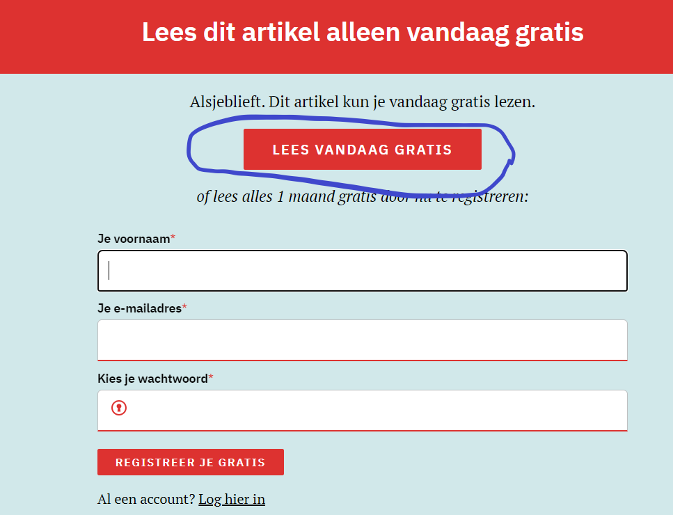 Wexxel's tweet photo. @clautje35 @JasonErvD Kan ik me voorstellen maar ik lees FTM al jaren op deze manier. Dus in het scherm niets invullen allen klikken op gratis lezen. https://t.co/5aEMnJATgb