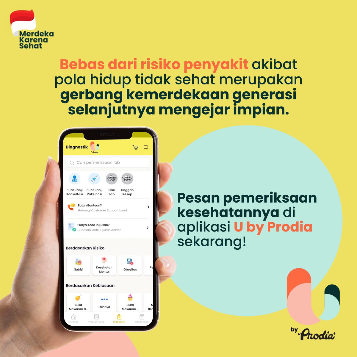 ubyprodia's tweet photo. Ayo raih kemerdekaan kesehatan dengan mengubah pola hidup tidak sehat. Segera dapatkan pemeriksaan yang disarankan melalui fitur booking lab test di aplikasi U by Prodia. Dapatkan sekarang!

#EverybodyisUnique #UbyProdia https://t.co/KBJUejC29c