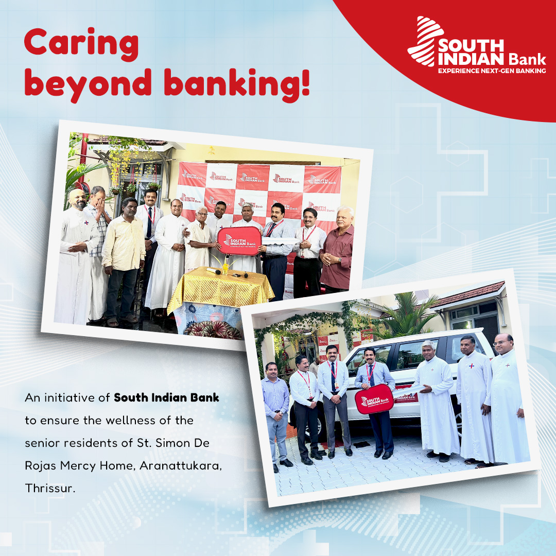 OfficialSIBLtd's tweet photo. A journey of care and commitment! South Indian Bank drives change by presenting a Brand New Bolero Neo to St. Simon De
Rojas Mercy Home, Aranattukara, Thrissur, Kerala, as part of CSR initiative.
#SIB #SouthIndianBank #TrustMeetsTech #CSR https://t.co/L4HlHtfpPV