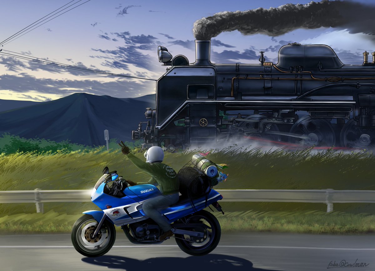 motor vehicle ground vehicle motorcycle outdoors sky mountain cloud  illustration images