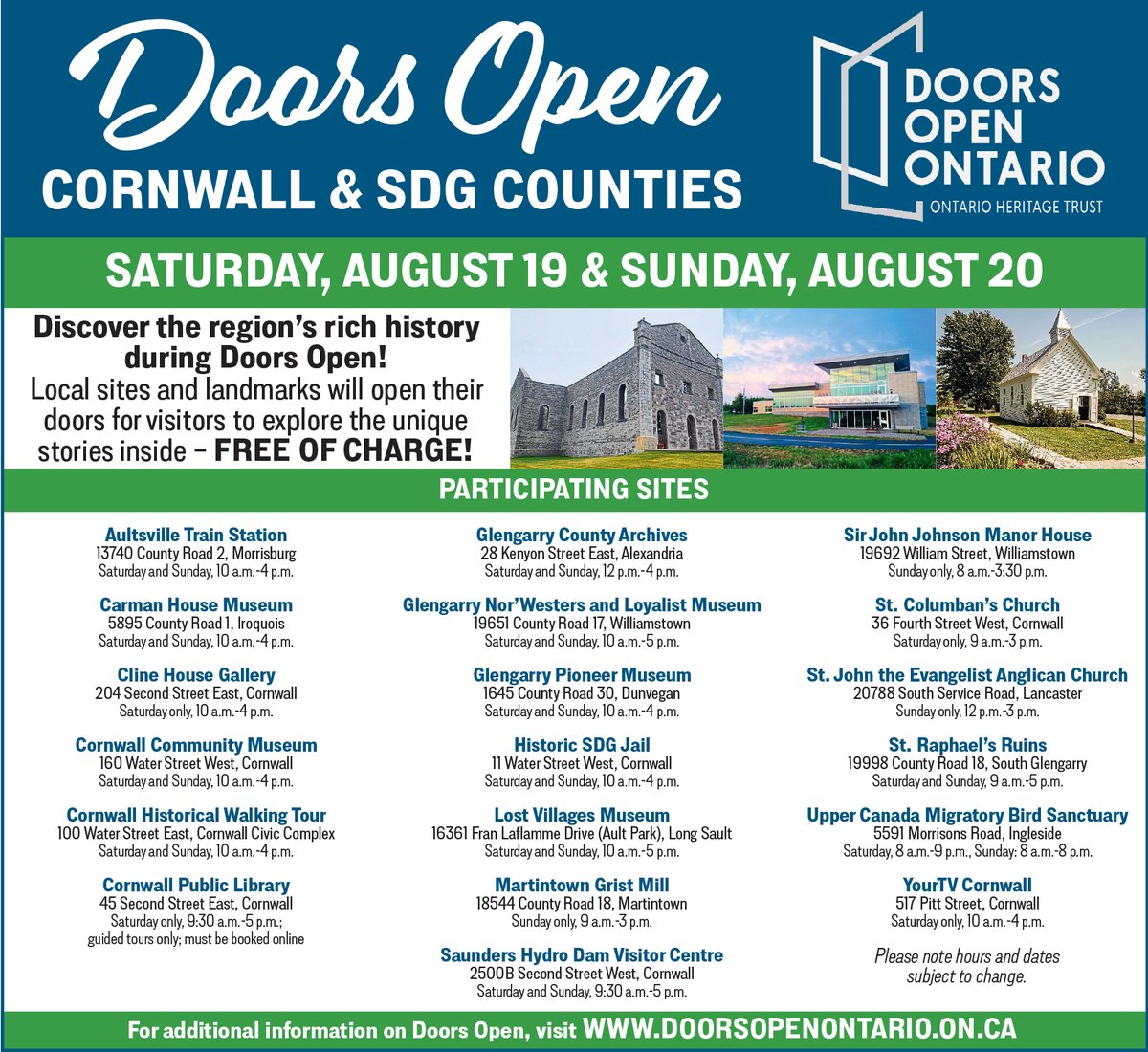 This weekend, explore you're very own backyard with 19 sites around Cornwall and SD&amp;G! Don't forget to stop by our studio at 517 Pitt today between 10am and 4pm for a behind the scenes look of #TrulyLocal TV!